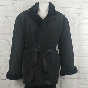 J. Percy for Marvin Richards black reversible faux fur coat. Size Small